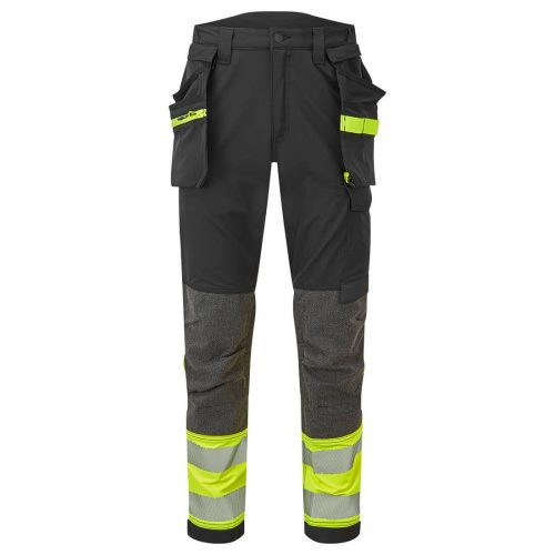 Portwest EV442 Hi-Vis Holster sztreccs jól láthatósági lengőzsebes munkásnadrág - Sárga/Fekete