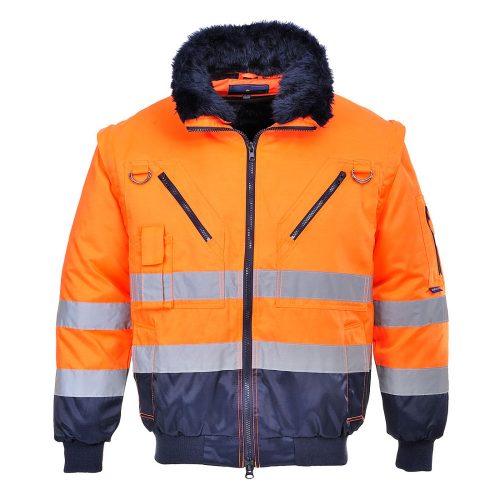 Portwest PJ50 Hi-Vis 3in1 vízálló jól láthatósági pilóta dzseki - Narancs/Navy