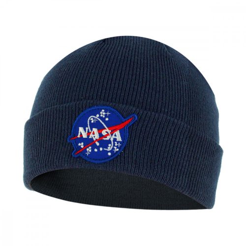 Nasa Insignia hímzett beanie kötött sapka - sötétkék