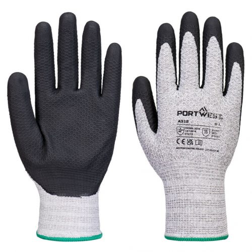 Portwest A312 Grip 13 Diamind Knit nitril tenyérmártott vízálló munkavédelmi kesztyű - 12 pár - Szürke/Fekete