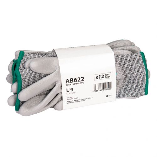 Portwest AB622 Cut Essential Multipack pu tenyérmártott vágásbiztos munkavédelmi kesztyű - 12 pár - Szürke