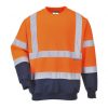 Portwest B306 Hi-Vis kéttónusú kontrasztos környakú vasúti jól láthatósági munkavédelmi pulóver - Narancs/Navy  