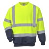 Portwest B306 Hi-Vis kéttónusú kontrasztos környakú vasúti jól láthatósági munkavédelmi pulóver - Narancs/Navy  