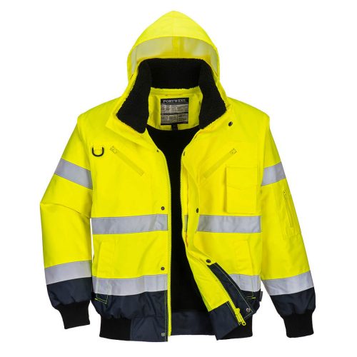 Portwest C465 Hi-Vis 3in1 vízálló jól láthatósági munkavédelmi bomber dzseki - Sárga/Navy