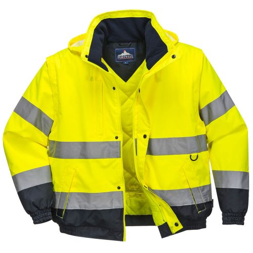 Portwest C468 Hi-Vis 2in1 vízálló jól láthatósági munkavédelmi kabát - Sárga