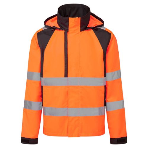 Portwest CD860 Eco Hi-Vis vízálló jól láthatósági munkavédelmi esőkabát -  Narancs/Fekete