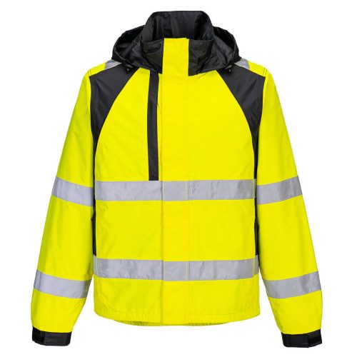 Portwest CD860 Eco Hi-Vis vízálló jól láthatósági munkavédelmi esőkabát - Sárga/Fekete