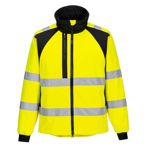 Portwest CD875 Eco Hi-Vis vízálló jól láthatósági munkavédelmi softshell kabát - Sárga/Fekete