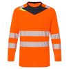 Portwest DX416 Hi-Vis hosszú ujjú jól láthatósági munkavédelmi póló - Narancs/Fekete