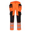 Portwest DX442 Hi-Vis sztreccs jól láthatósági lengőzsebes munkásnadrág - Narancs/Fekete