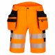 Portwest DX446 Hi-Vis Holster jól láthatósági lengőzsebes munkavédelmi rövidnadrág - Narancs/ Fekete