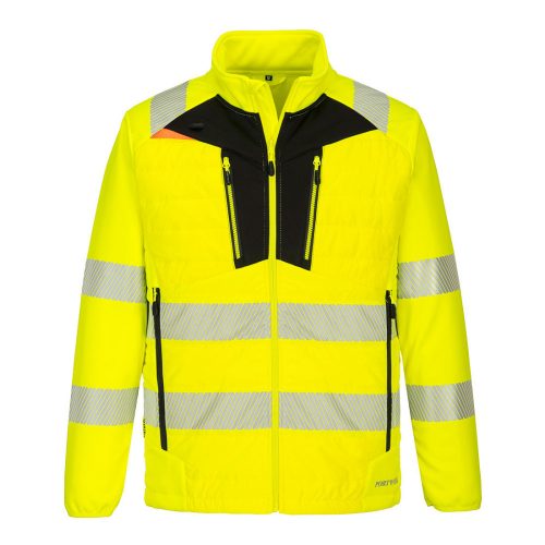 Portwest DX473 Hi-Vis Hybrid Baffle jól láthatósági munkavédelmi kabát - Sárga/Fekete