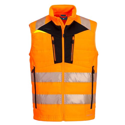 Portwest DX479 Hi-Vis Softshell bélelt jól láthatósági munkavédelmi mellény - Narancs/ Fekete