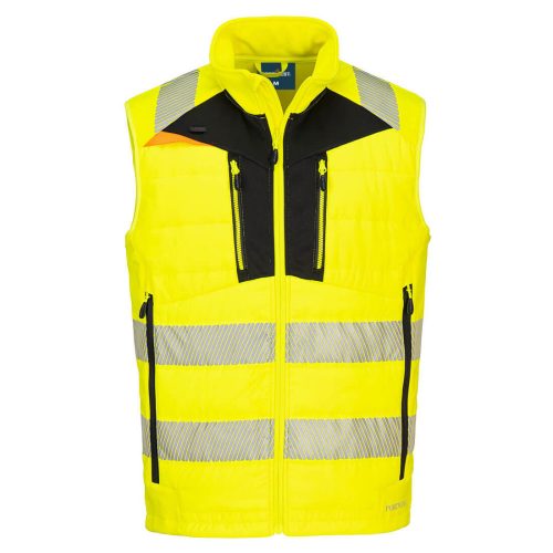 Portwest DX479 Hi-Vis Softshell bélelt jól láthatósági munkavédelmi mellény - Sárga/Fekete