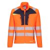 Portwest DX481 Hi-Vis cipzáros sztreccs vasúti jól láthatósági munkavédelmi pulóver - Narancs/Fekete