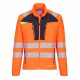 Portwest DX481 Hi-Vis cipzáros sztreccs vasúti jól láthatósági munkavédelmi pulóver - Narancs/Fekete