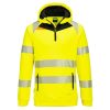 Portwest DX482 Hi-Vis 1/4 cipzáros kapucnis sztreccs jól láthatósági munkavédelmi pulóver - Narancs/Fekete 