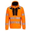 Portwest DX484 Hi-Vis kapucnis cipzáros sztreccs vasúti jól láthatósági munkavédelmi pulóver - Narancs/Fekete