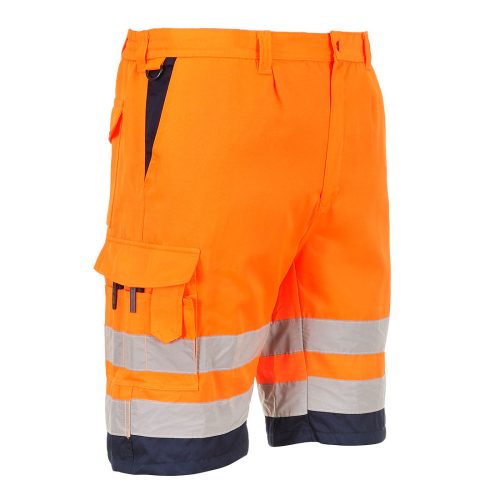 Portwest E043 Hi-Vis Holster jól láthatósági munkavédelmi rövidnadrág - Narancs/Navy