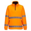 Portwest F302 Hi-Vis félcipzáros polár jól láthatósági munkavédelmi pulóver - Narancs