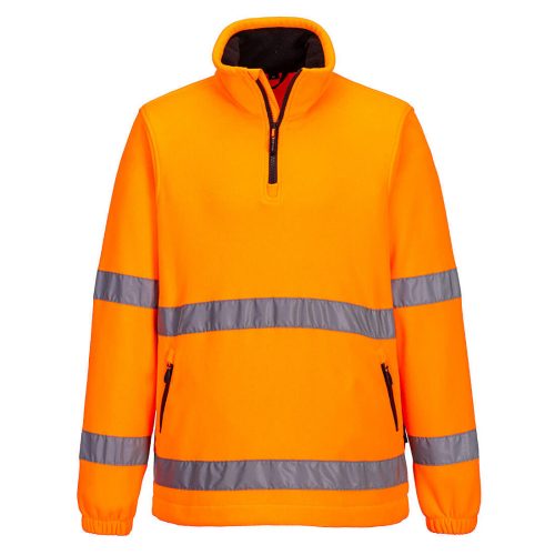 Portwest F302 Hi-Vis félcipzáros polár jól láthatósági munkavédelmi pulóver - Narancs