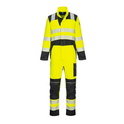 Portwest FR507 Hi-Vis lángálló jól láthatósági munkavédelmi overál - Sárga/Fekete 