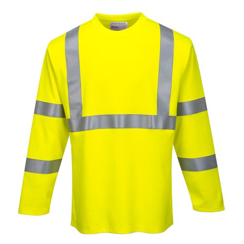 Portwest FR96 Hi-Vis hosszú ujjú lángálló antisztatikus jól láthatósági munkavédelmi póló - Sárga