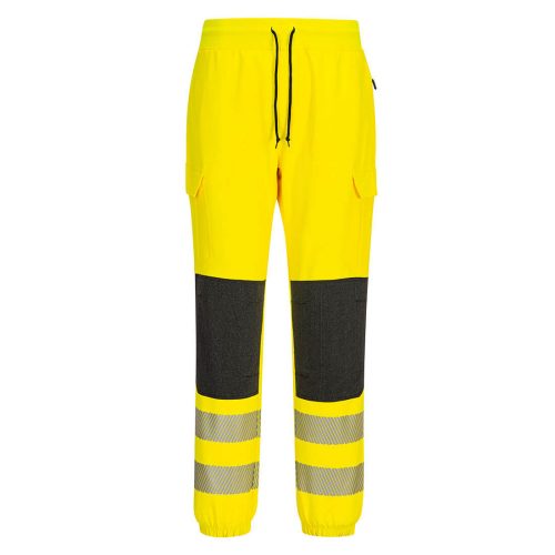 Portwest KX346 Hi-Vis Flexi Jogger slim fit jól láthatósági sztreccs munkavédelmi nadrág - Sárga/Fekete