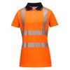 Portwest LW72 Hi-Vis női vasúti jól láthatósági munkavédelmi pólóing - Narancs/Fekete