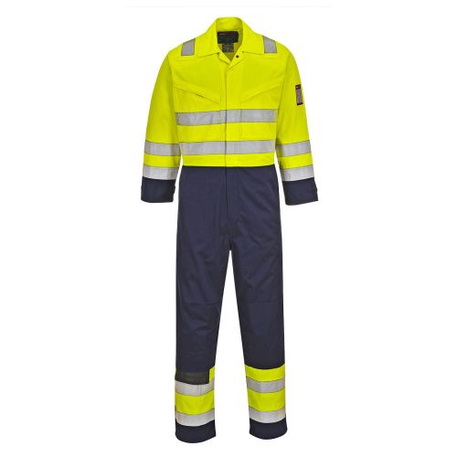 Portwest MV28 Hi-Vis Modaflame lángálló jól láthatósági munkavédelmi overál - Sárga/Navy