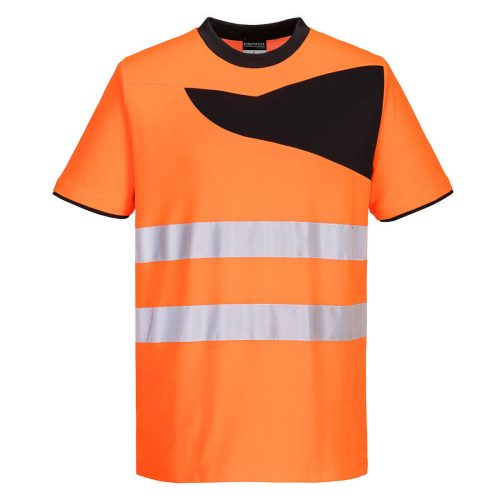 Portwest PW213 Hi-Vis jól láthatósági munkavédelmi póló - Narancs-Fekete