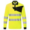 Portwest PW220 Hi-Vis hosszú ujjú jól láthatósági munkavédelmi galléros pólóing - Narancs-Fekete