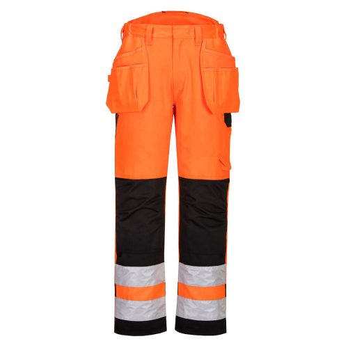 Portwest PW242 Hi-Vis Holster jól láthatósági lengőzsebes munkásnadrág - Narancs-Fekete