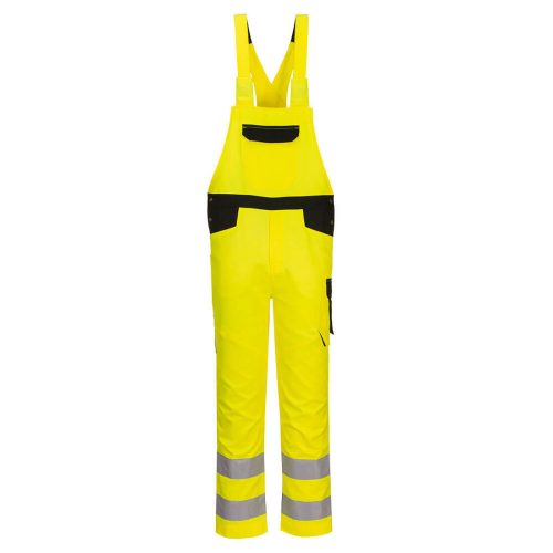 Portwest PW244 Hi-Vis jól láthatósági munkavédelmi kantáros nadrág - Sárga-Fekete