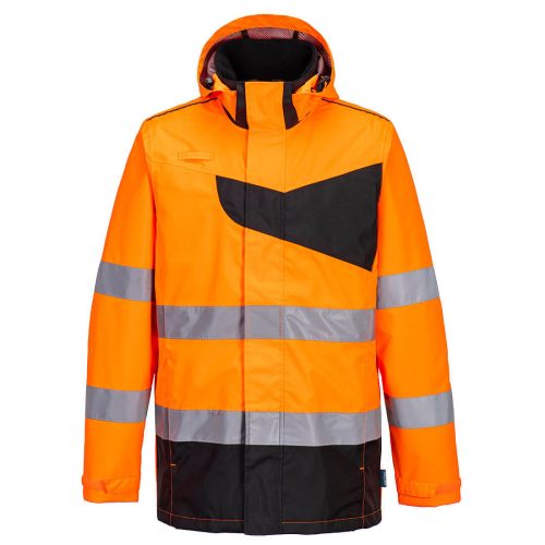 Portwest PW275 Hi-Vis jól láthatósági munkavédelmi softshell kabát - Narancs-Fekete