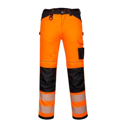 Portwest PW303 Hi-Vis könnyű jól láthatósági sztreccs munkásnadrág - Narancs/Fekete