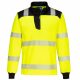 Portwest PW326 Hi-Vis 1/4 cipzáros vasúti jól láthatósági munkavédelmi hosszú ujjú póló - Sárga/Fekete  