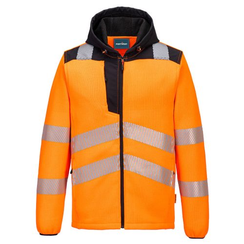 Portwest PW335 Hi-Vis Technical kapucnis polár jól láthatósági munkavédelmi pulóver - Narancs/Fekete