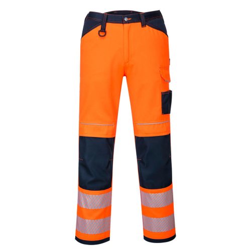 Portwest PW340 Hi-Vis Texpel bevonatú jól láthatósági munkavédelmi nadrág - Narancs/Navy