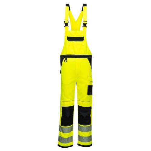 Portwest PW344 Hi-Vis Texpel bevonatú jól láthatósági munkavédelmi kantáros nadrág - Sárga/Fekete