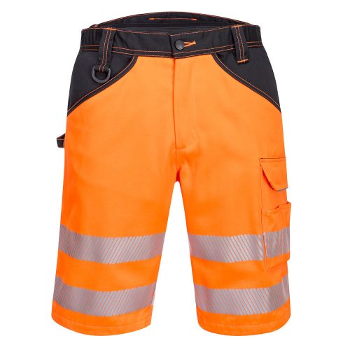 Portwest PW348 Hi-Vis fényvisszaverős munkavédelmi rövidnadrág - Narancs/ Fekete