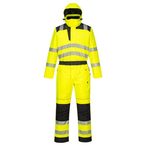 Portwest PW352 Hi-Vis vízálló jól láthatósági munkavédelmi téli overál - Sárga/Fekete