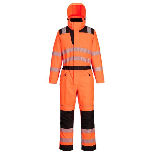 Portwest PW355 Hi-Vis vízálló jól láthatósági munkavédelmi overál - Narancs/Fekete