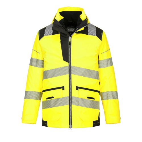 Portwest PW367 Hi-Vis 5in1 vízálló jól láthatósági munkavédelmi kabát - Sárga/Fekete