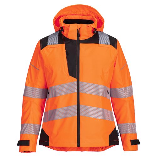 Portwest PW389 Hi-Vis női vízálló jól láthatósági munkavédelmi esőkabát -  Narancs/Fekete