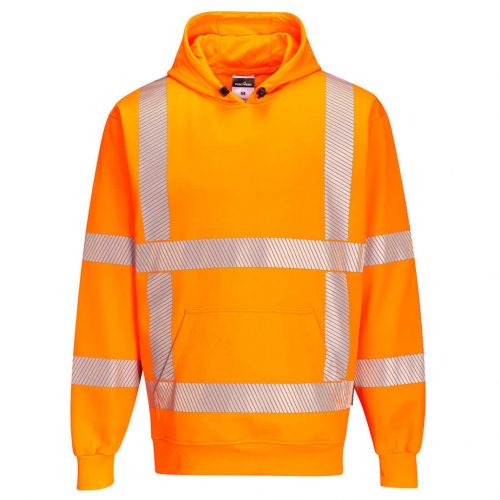 Portwest R477 Hi-Vis RWS kapucnis jól láthatósági munkavédelmi pulóver - Narancs  