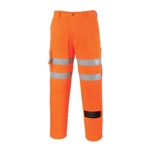 Portwest RT46 Hi-Vis Combat Texpel bevonatú vasúti jól láthatósági munkavédelmi nadrág - Narancs  