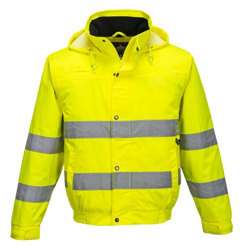 Portwest S161 Hi-Vis Lite kapucnis jól láthatósági bomber dzseki - Sárga