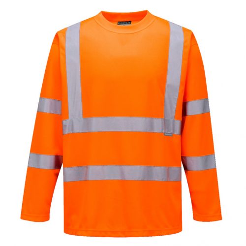 Portwest S178 Hi-Vis vasúti jól láthatósági munkavédelmi hosszú ujjú póló - Narancs