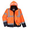 Portwest S266 Hi-Vis vízálló jól láthatósági munkavédelmi bomber kabát - Narancs/Navy